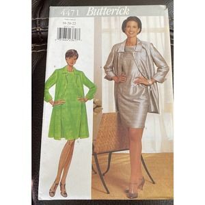 UNCUT - BUTTERICK #4471 MISSES SIZES 18-20-22 UNLINED JACKET AND DRESS PATTERN